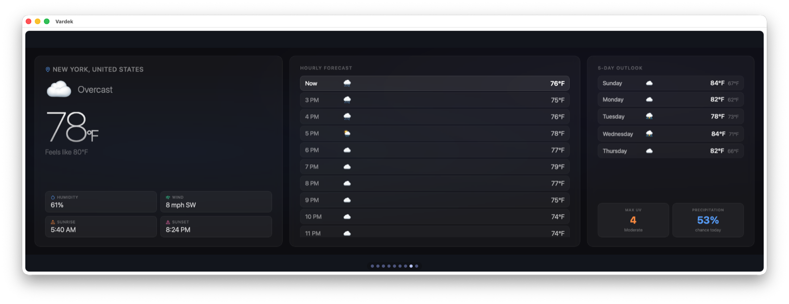 Vardek weather widget